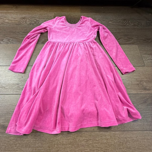 Hanna Andersson Girls Long Sleeve Pink Velour Twirl Dress Holiday Size 12 - Picture 7 of 14
